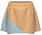 The HEAD Dynamic Womens Padel Skort in apricot and light blue features an elastic waistband, 4-way stretch for comfort, color block design, and a white HEAD logo near the hem.