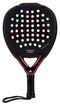 The adidas Metalbone Carbon 3.3 padel racket features a black and red design, perforated face, textured handle, wrist strap, and the adidas logo—ideal for advanced players seeking high performance.