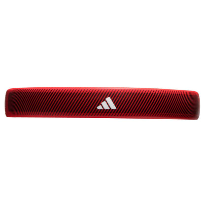 A red and black adidas headband with a diagonal stripe and white logo, perfect to pair with your adidas RX Series Red Padel Racket on the court.