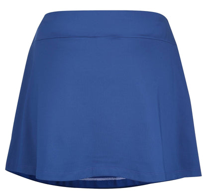 The Babolat Play Women's Padel Skirt in Sodalite Blue features a wide waistband and A-line cut. This smooth, slightly stretchy skirt is ideal for padel, tennis, or casual wear, and comes without visible patterns or logos.