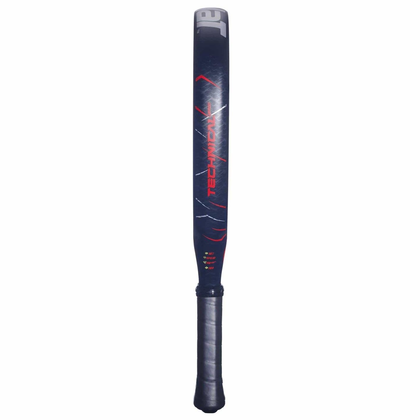 The Babolat Technical Veron 2.5 Padel Racket features a black design with red and gray accents, "TECHNICAL" labeled vertically on the blade, and a cushioned black handle—reflecting the dynamic power of Babolat engineering.