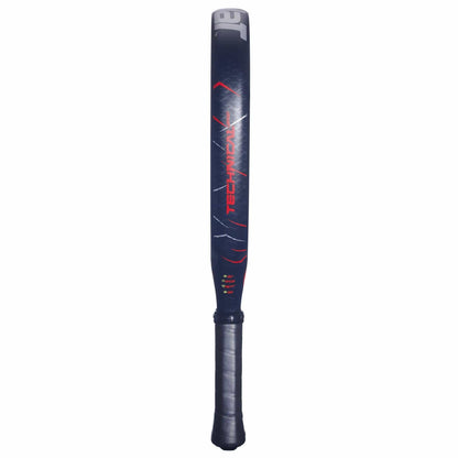 The Babolat Technical Veron 2.5 Padel Racket features a black design with red and gray accents, "TECHNICAL" labeled vertically on the blade, and a cushioned black handle—reflecting the dynamic power of Babolat engineering.