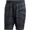 These ADIDAS Club Graphic Men's Padel Shorts are black, featuring a light gray wavy, dotted pattern on an elastic waistband. Made from recycled materials by adidas, they are lightweight and ideal for sports or casual wear.