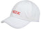 The NOX Padel Cap - White / Red by NOX features red "NOX" branding on the front, stitched detailing, ventilation holes for sun protection, and an adjustable fit for comfort.