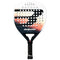The Bullpadel Elite W 2026 Padel Racket by Bullpadel features a black handle, dark blue lower half, and a white-orange upper half with a large stylized "B," bold "ELITE" branding at the top, and multiple round holes for lightweight play.