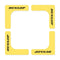 Eight yellow Dunlop Padel Court Edge stickers from the pack are arranged in a square, each featuring the black "Dunlop" text. They are positioned at right angles to mimic a Dunlop Padel Court setup, creating a frame-like effect on a white background.